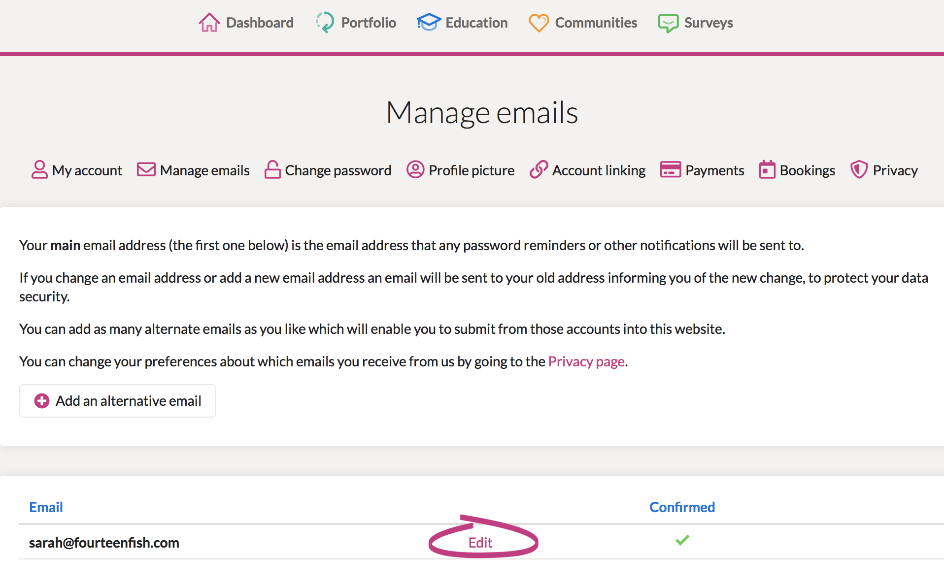 How Do I Change My Log In Email Address FourteenFish Help Centre
